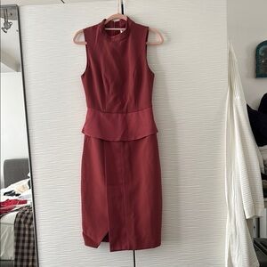Keepsake sz Small Elegant Sleeveless Peplum  Dress Crepe and Satin